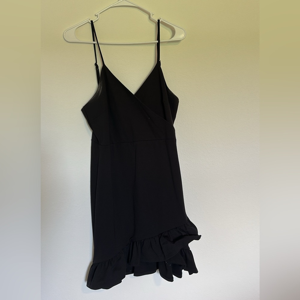 Lulu's Black Asymmetrical Ruffled Mini Dress